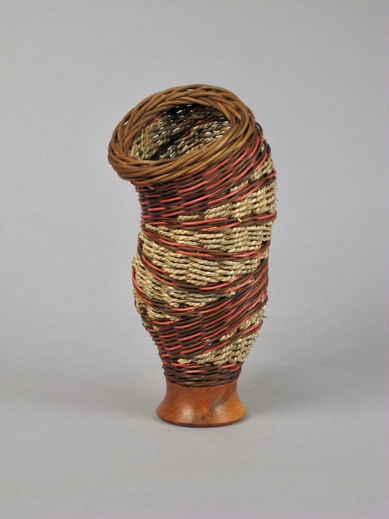 ROSE TWISTER WITH CHERRY MIXED MEDIA BASKETRY