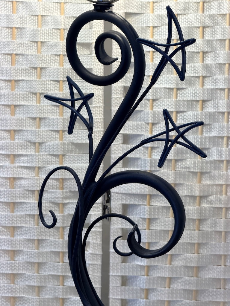 CELESTIAL STARS & SWIRLS HAND FORGED METAL LAMP WITH FROSTED GLOBE