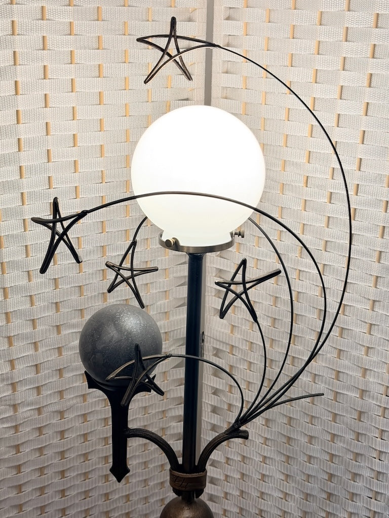 GALAXY HAND FORGED METAL LAMP WITH FROSTED GLOBE