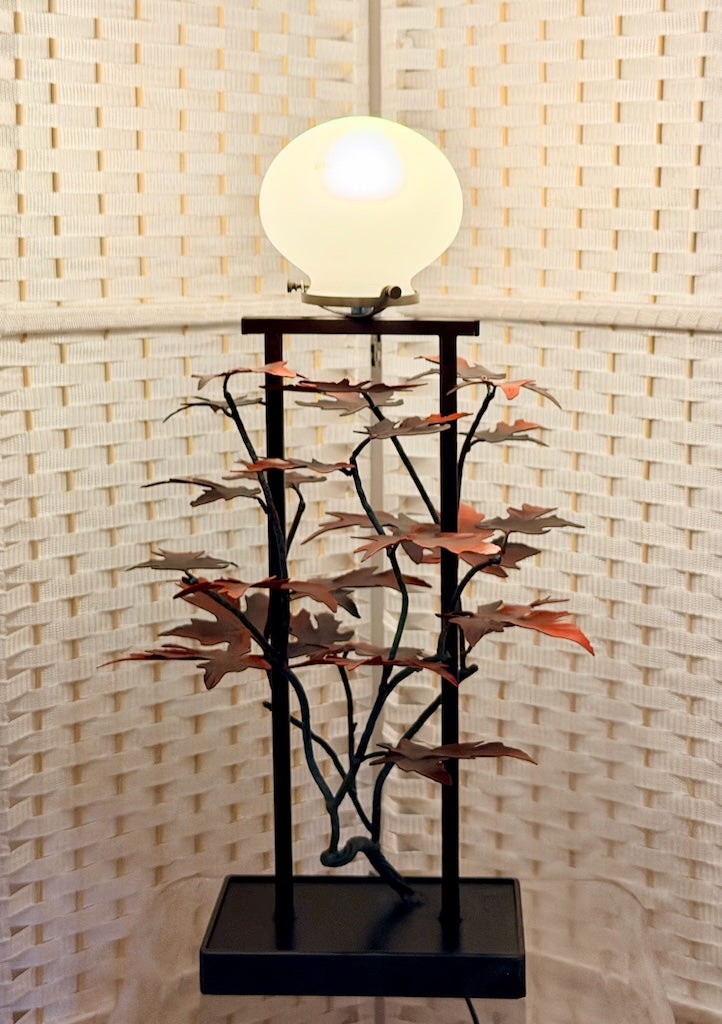 RED OAK HAND FORGED METAL LAMP