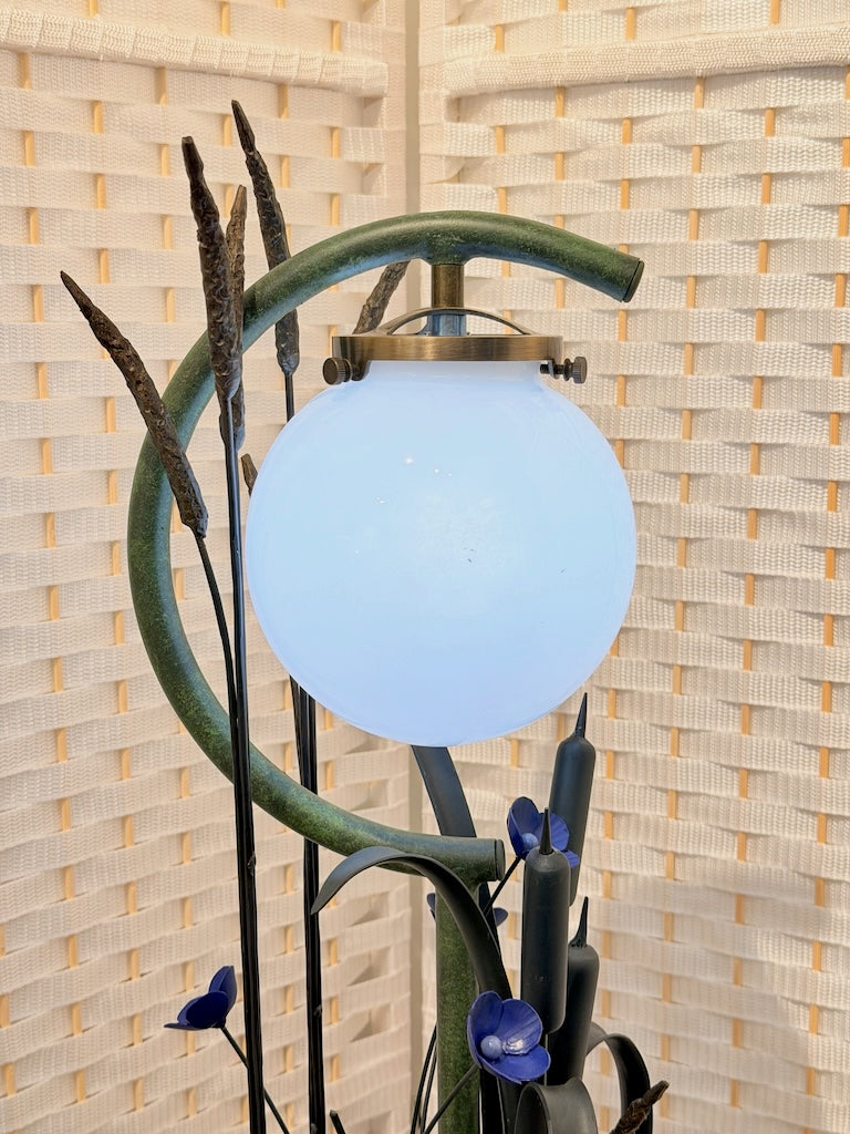 SMALL BLUE WILDFLOWER FIELD STUDY HAND FORGED METAL LAMP