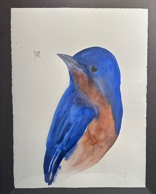 "BLUE BIRD 4.24" Original Watercolor/Framed