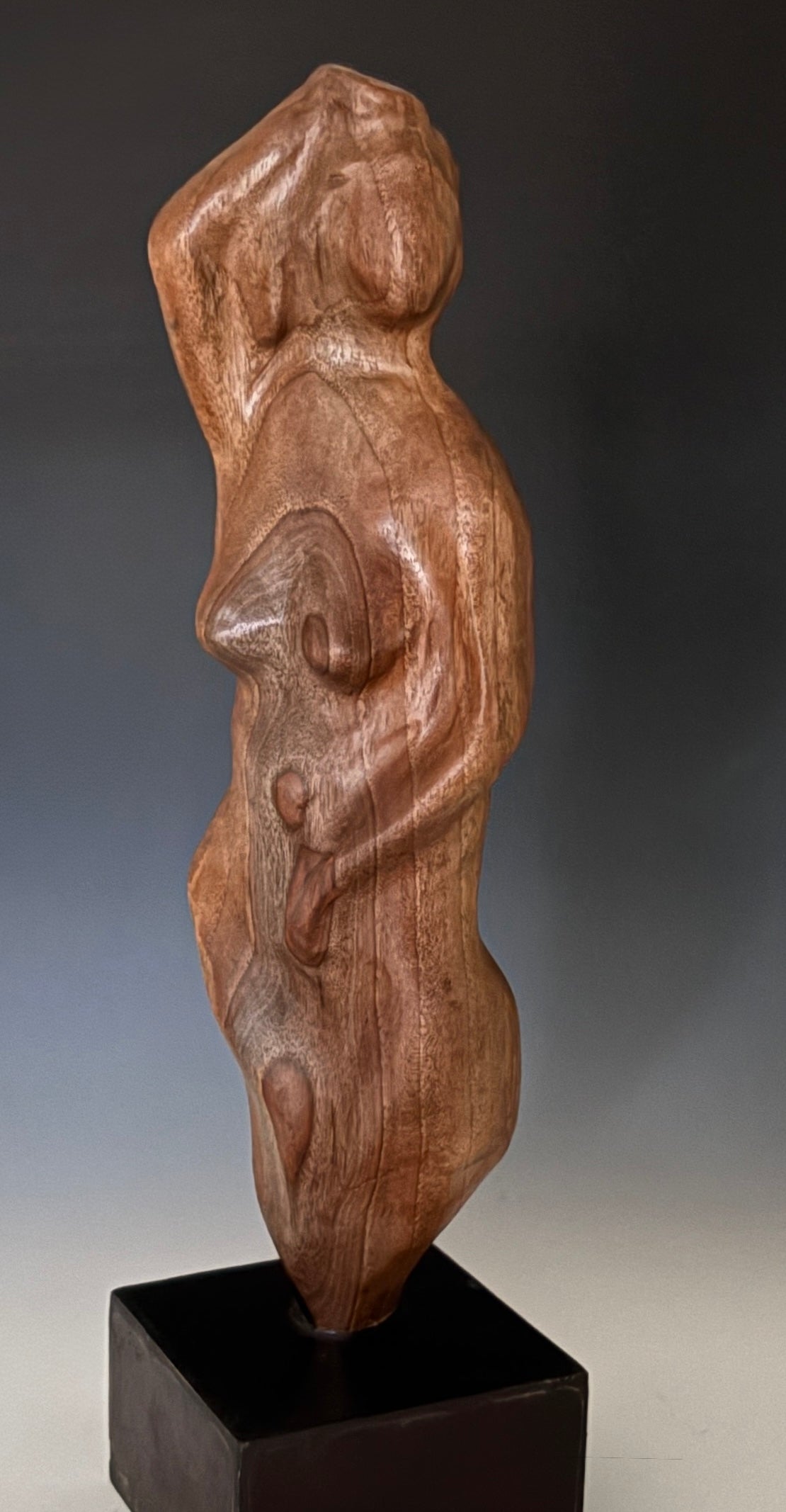 "SECRETS OF EVE" HAND CARVED BLACK WALNUT SCULPTURE