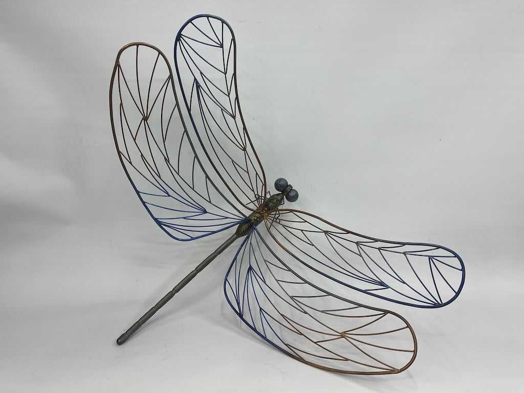 "BLUE AND GOLD DRAGONFLY TABLE/WALL SCULPTURE