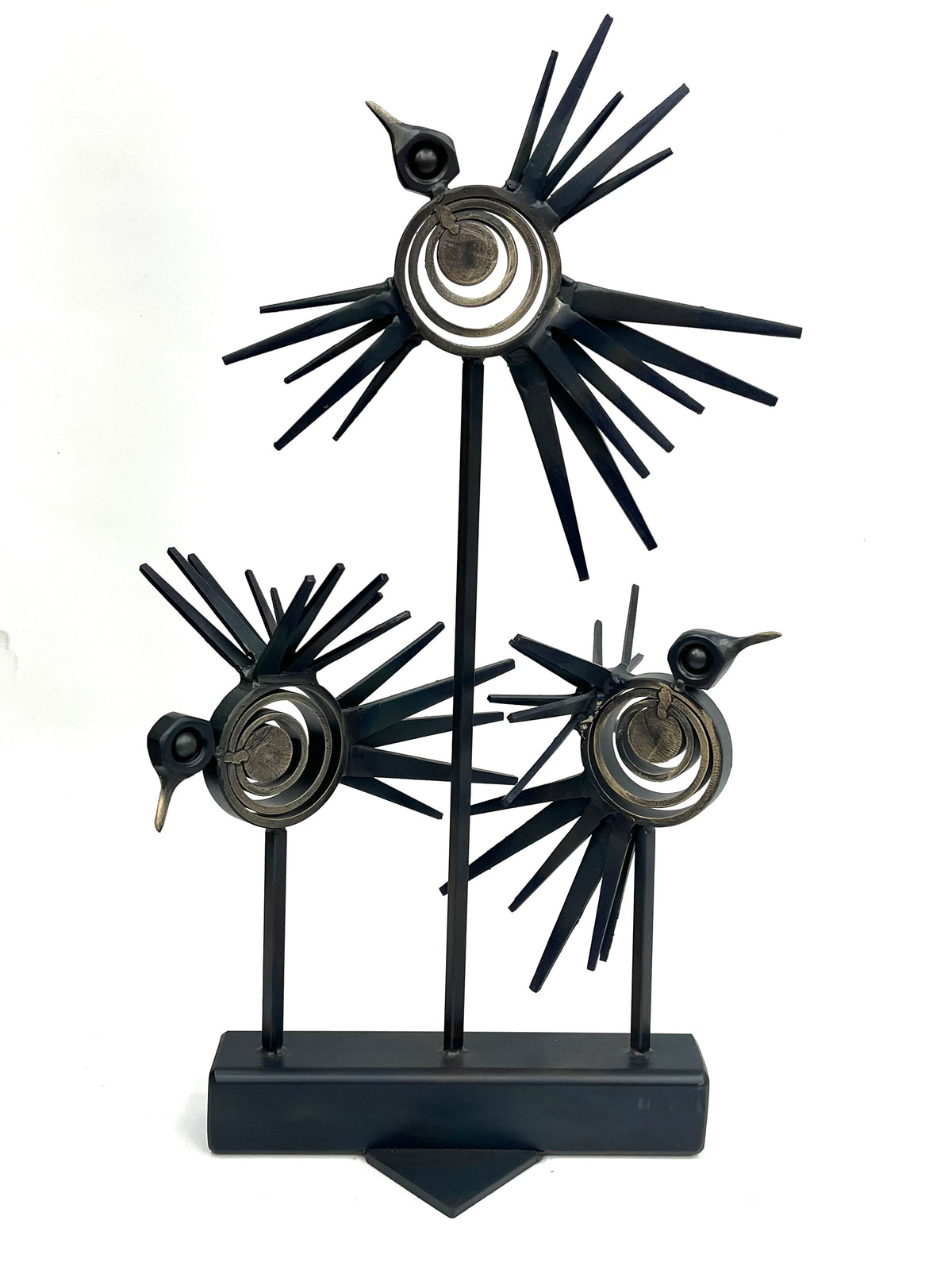 "LITTLE BIRDS - BLUE ACCENTS" HAND FORGED METAL SCULPTURE