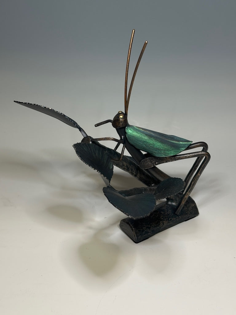 "CRICKET IN THE BRANCH 2" HAND FORGED METAL SCULPTURE