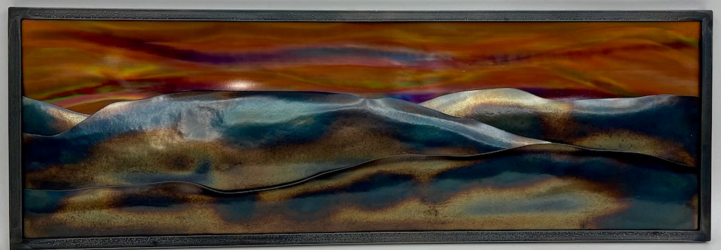 "MOUNTAIN SUNSET 1" HAND FORGED METAL WALL HANGING