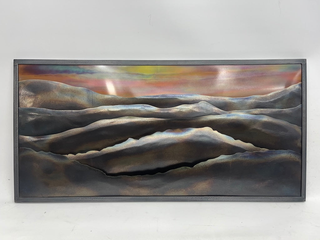 "MOUNTAIN SUNSET 1" HAND FORGED METAL WALL HANGING