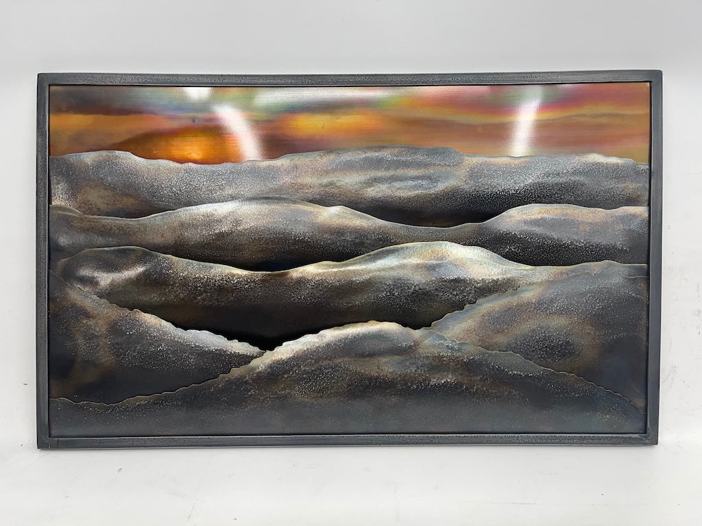 "MOUNTAIN SUNSET 2" HAND FORGED METAL WALL HANGING