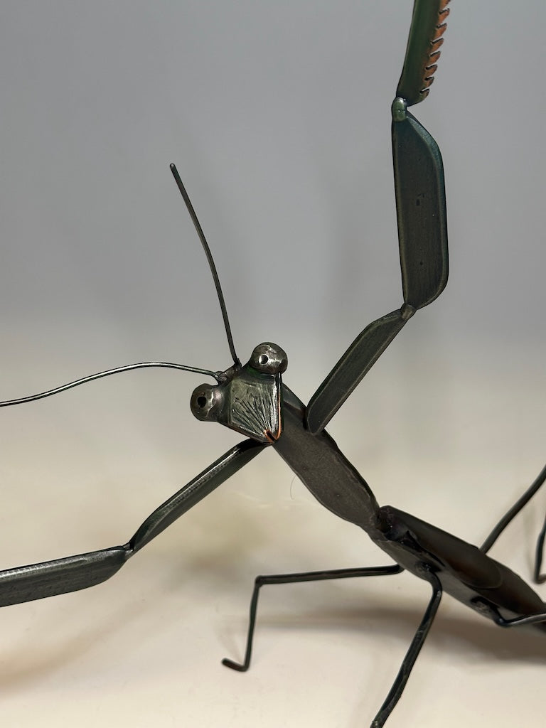 "PRAYING MANTIS #2" HAND FORGED METAL SCULPTURE