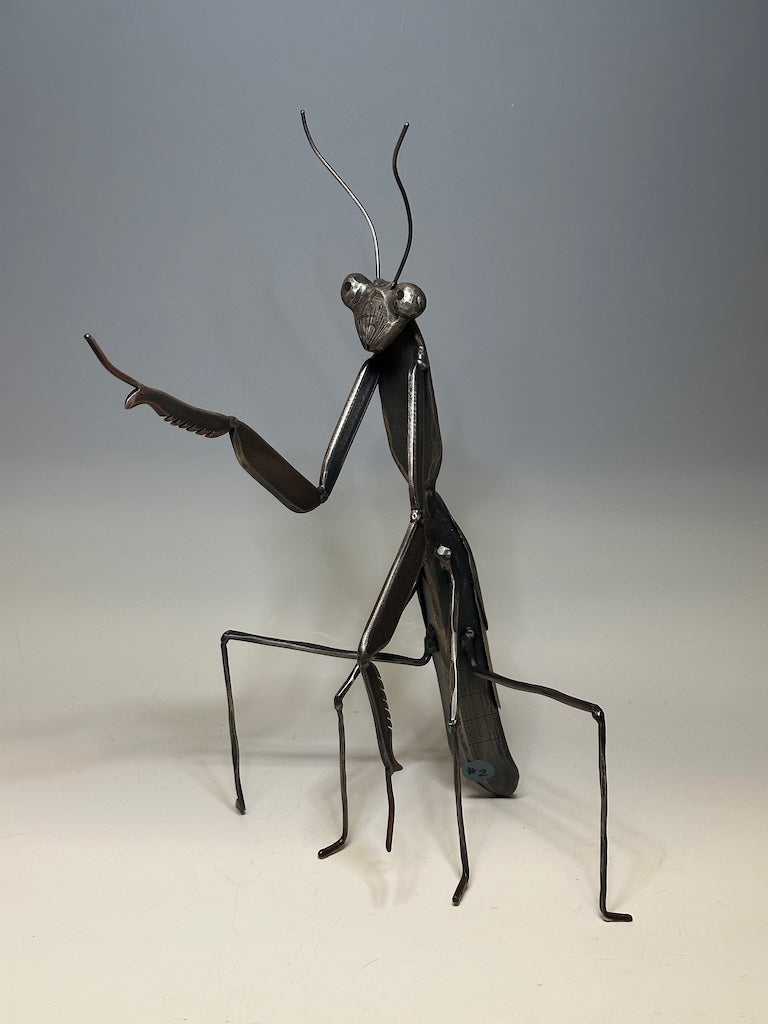 "PRAYING MANTIS #3" HAND FORGED METAL SCULPTURE