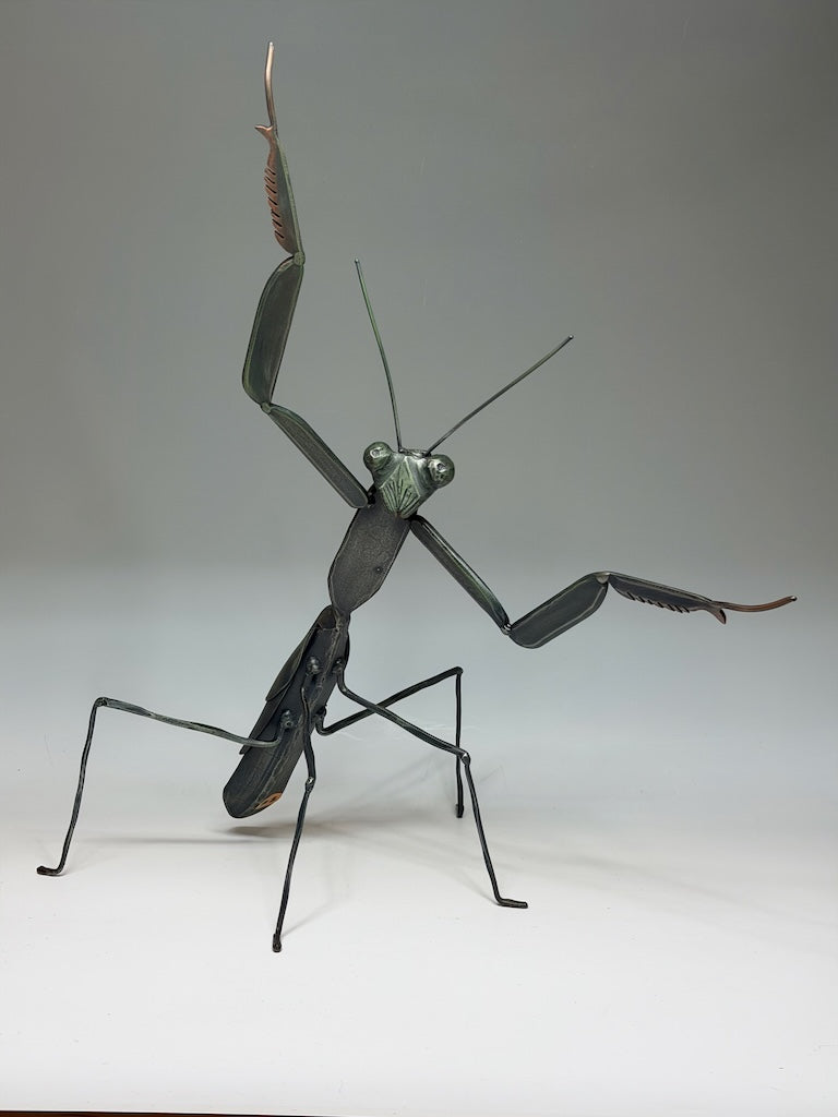 "PRAYING MANTIS #5" HAND FORGED METAL SCULPTURE