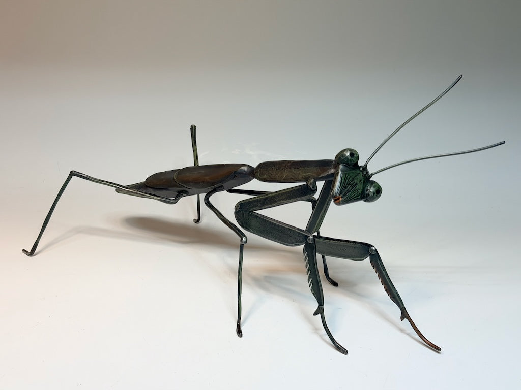 "PRAYING MANTIS #6" HAND FORGED METAL SCULPTURE
