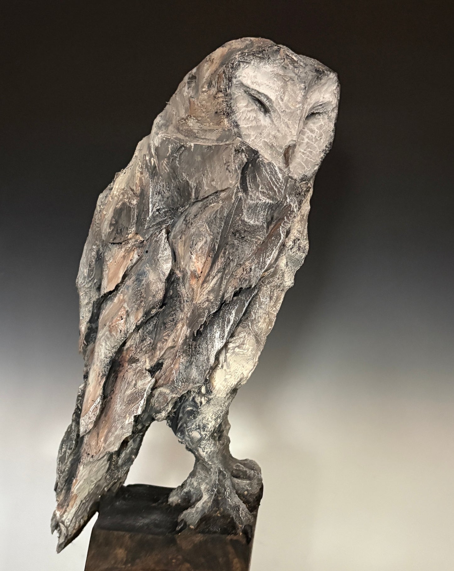 "THE COLOR OF WISDOM" HAND CARVED WHITE PINE WITH CHALK PAINT SCULPTURE