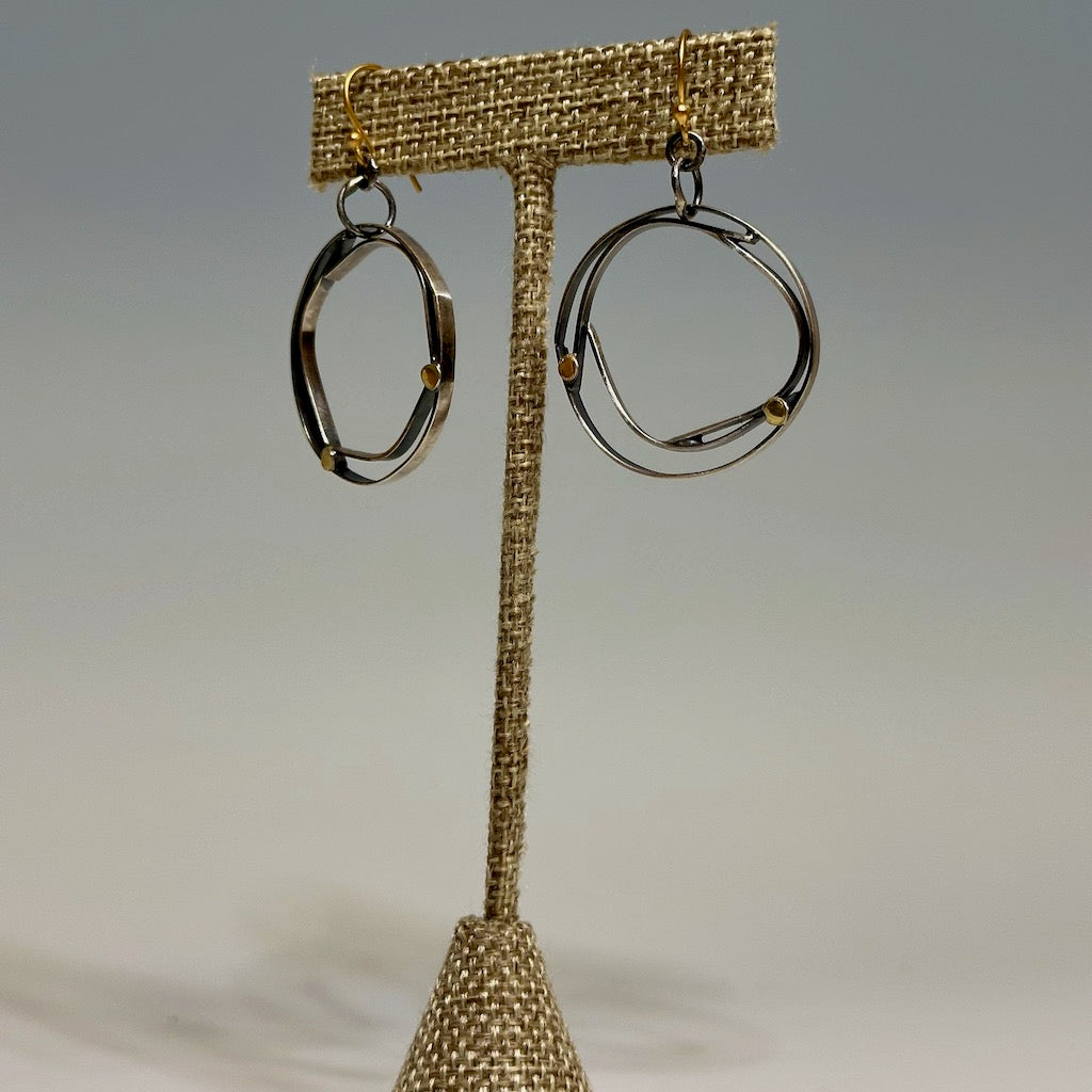 DOUBLE HOOP STERLING SILVER AND GOLD EARRINGS WK33