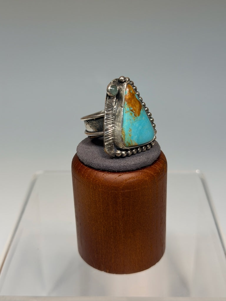 TRIANGLE SHAPED TURQUOISE STERLING RING WK134