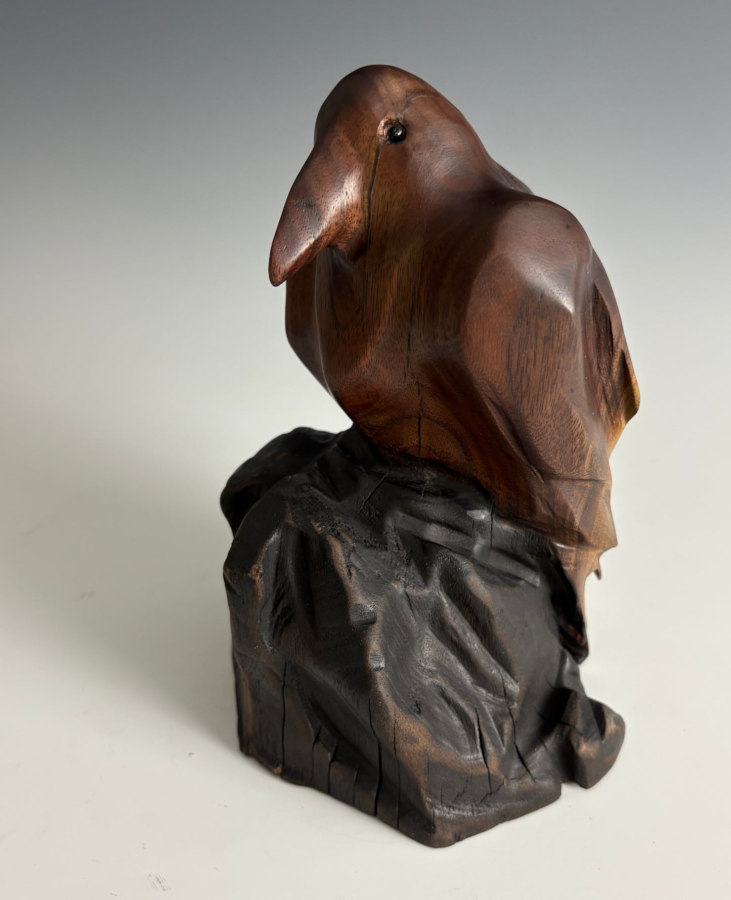 "WALNUT RAVEN" BLACK WALNUT & WAX WOOD SCULPTURE