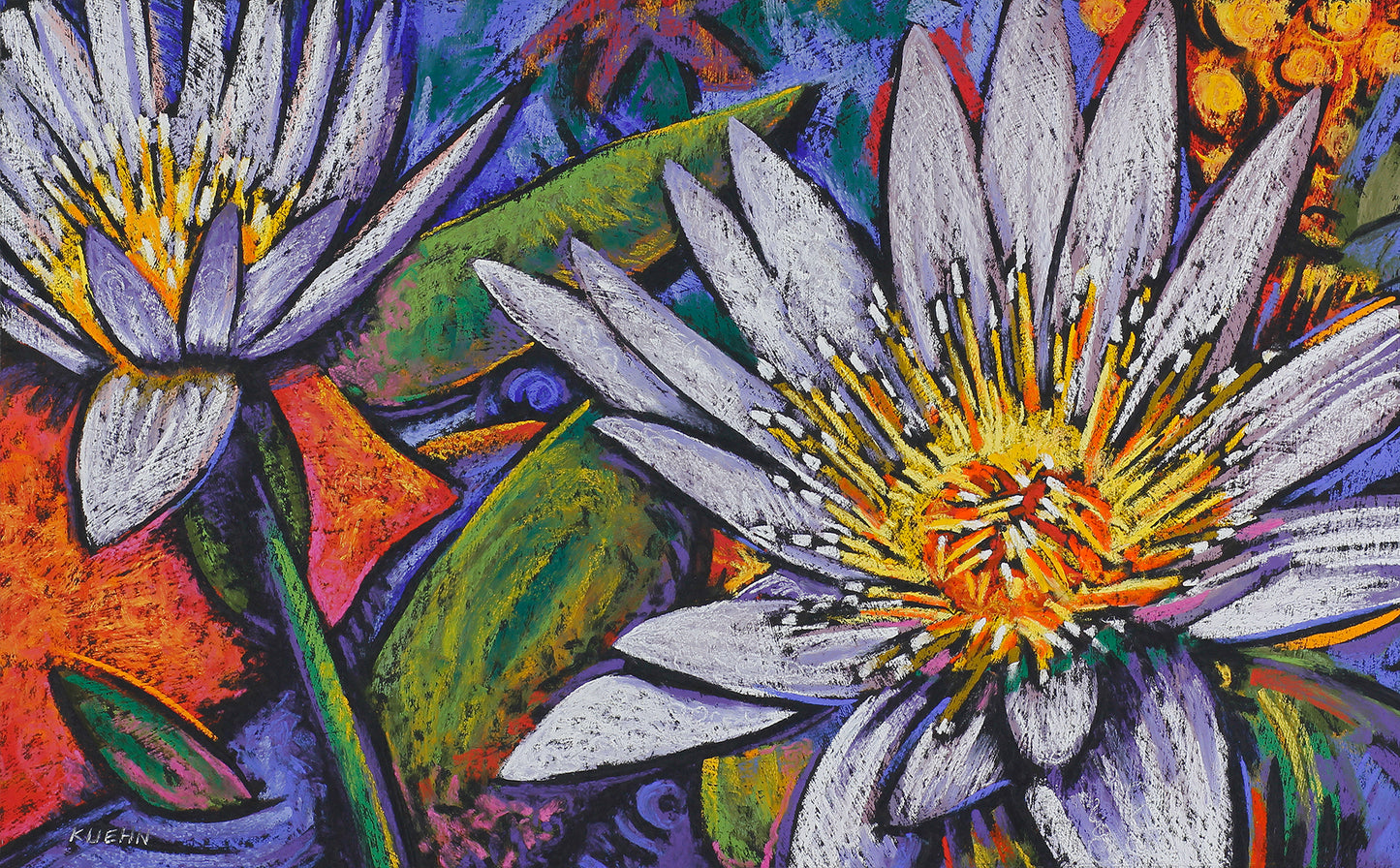 "WATER LILY #1" ORIGINAL PASTEL/FRAMED