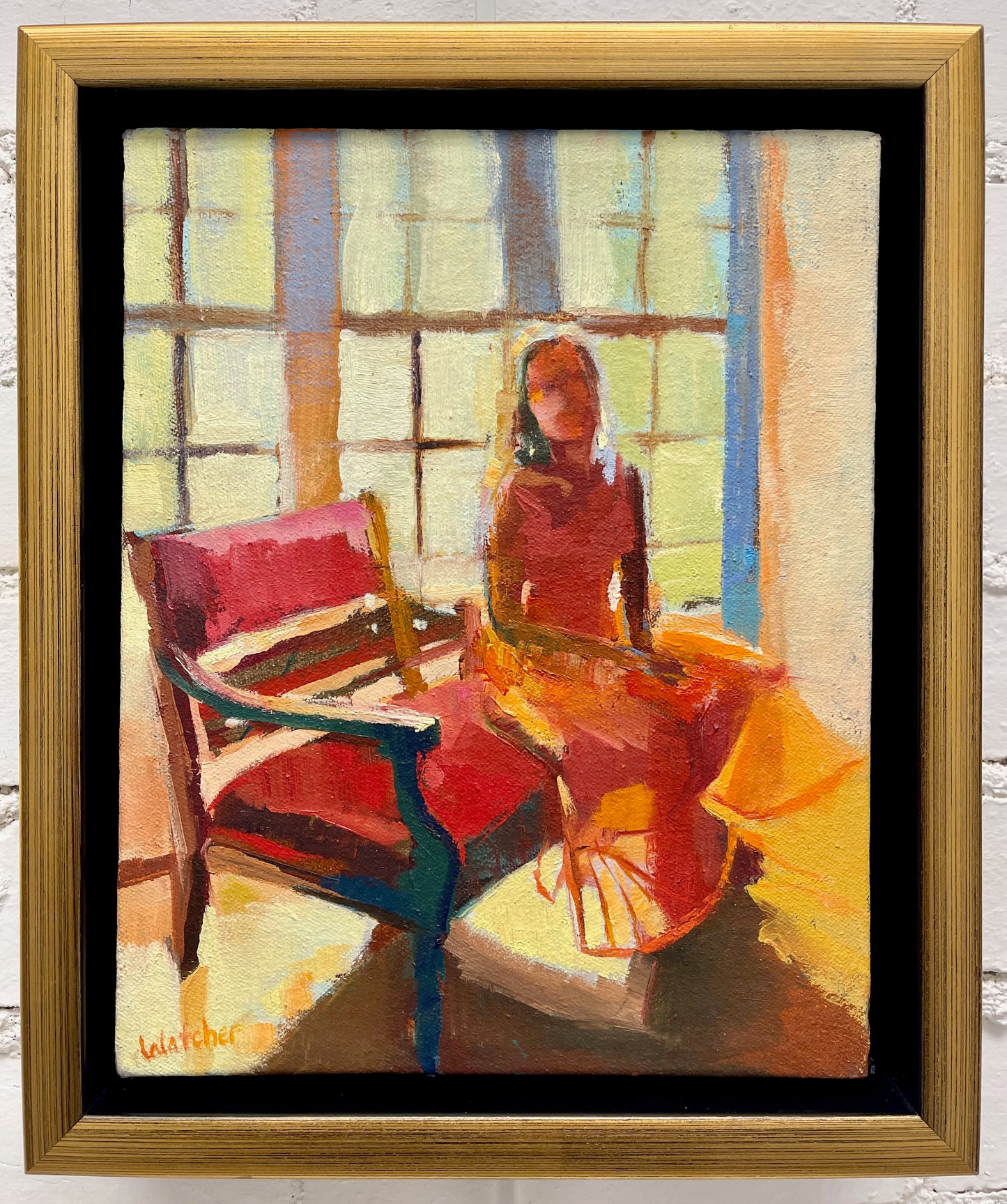 "THE ORANGE GOWN" Original Oil on Panel/Framed