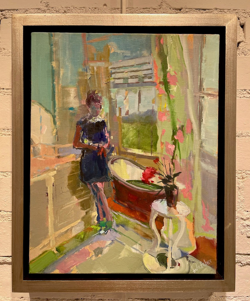 "WEARING BLUE VELVET" Original Oil on Panel/Framed