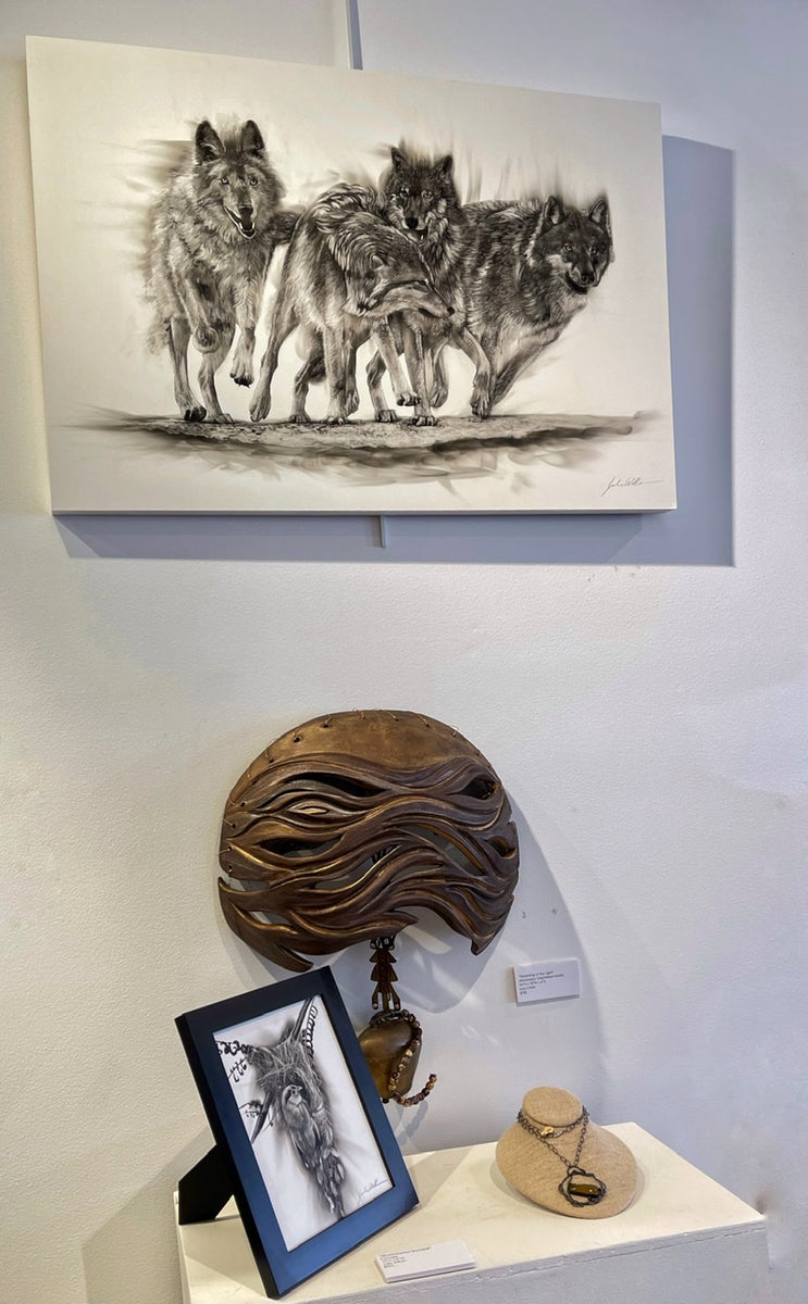 “The Morning Hunt” Fumage Drawing on Clay Board Lucy Clark Gallery