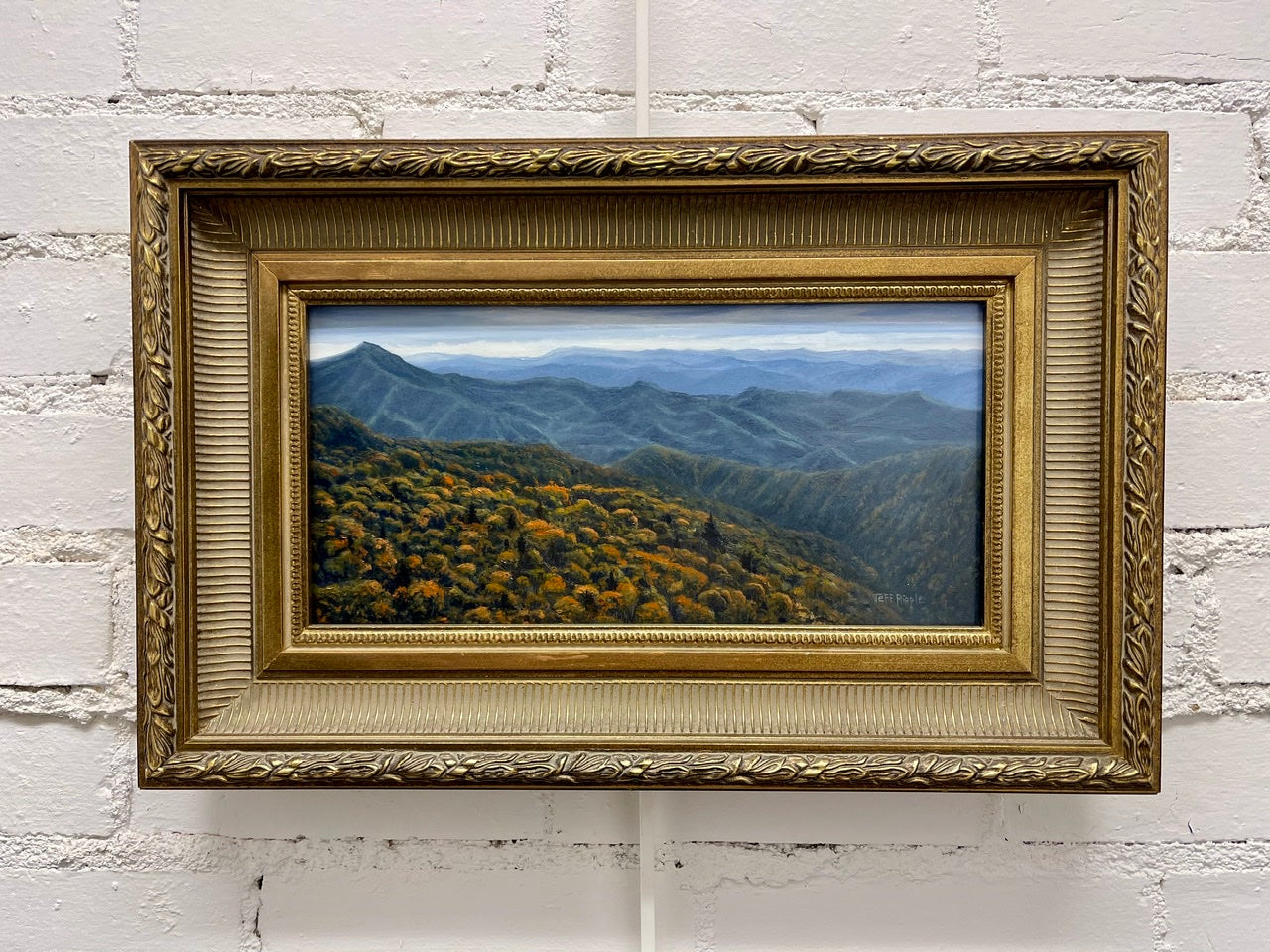 ”Autumn Color, Blue Ridge Field Study October 31," 6x12 oil on board Original Framed Oil Painting