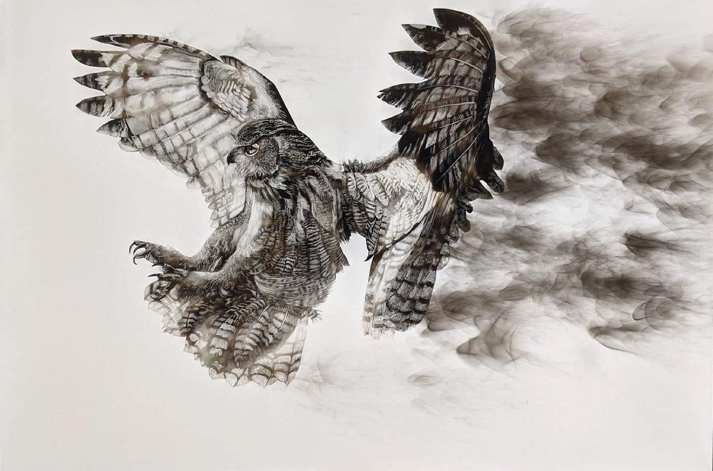 "Focus” Original Fumage Drawing on Clay Board