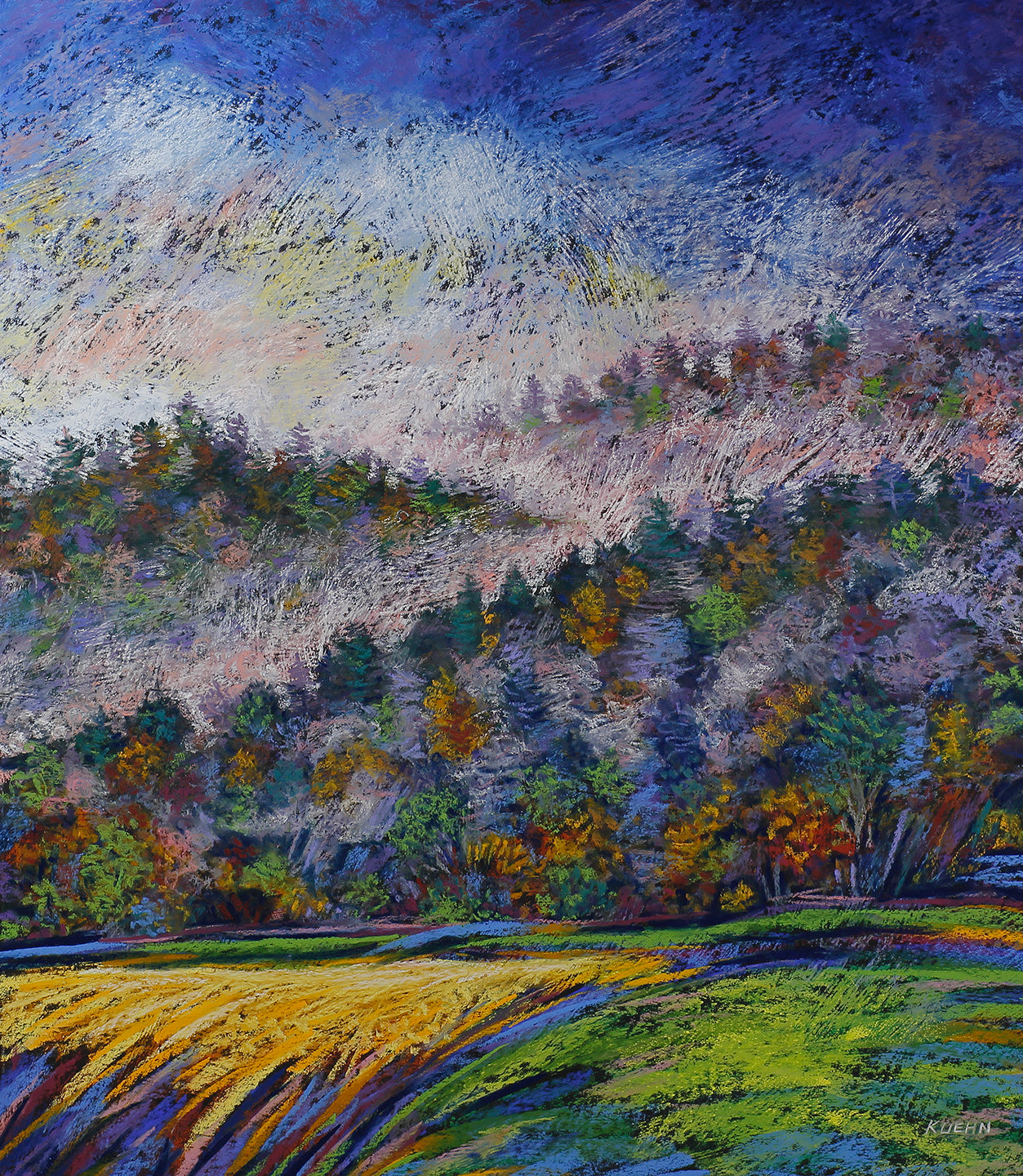 "FOGGY SUNRISE" Original Pastel