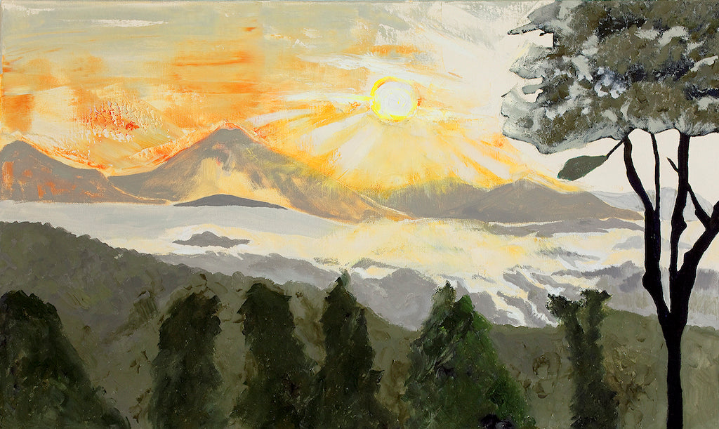 "FOG RAYS" Framed Oil and Cold Wax on Canvas/framed