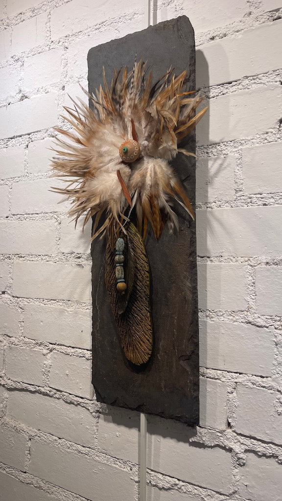 "SACRED SPIRIT II" - MIcaceous Clay and Mixed Media Wall Sculpture