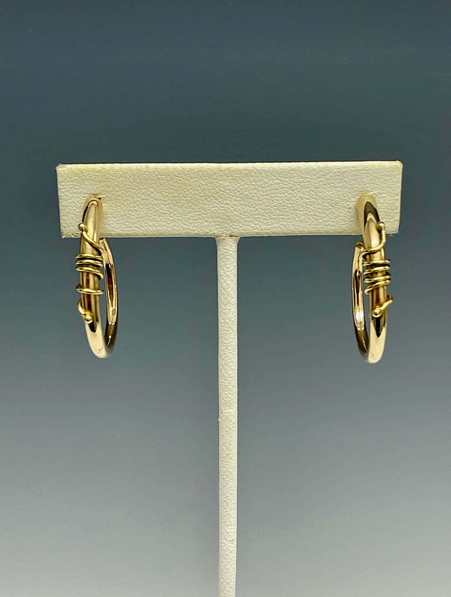 14K Gold "SP" Hoops with 14k detail MB113E