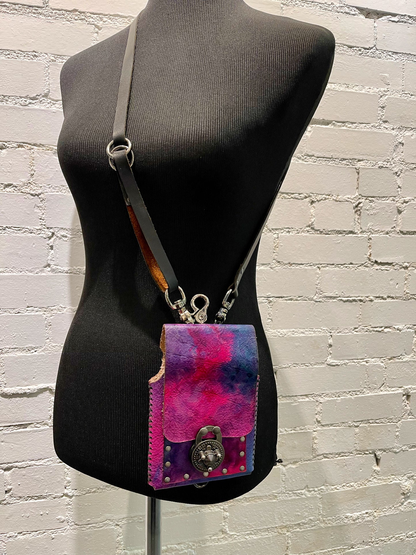 Black Leather Multipurpose Strap for Cell Phone Purses MMB2