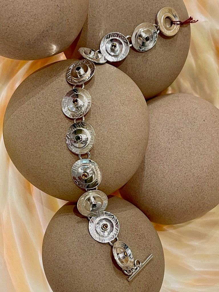 Patterned Sterling Silver Tourmaline Bracelet NM345B