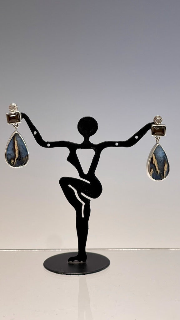 CORAL SEA AGATE, SMOKEY TOPAZ AND ZIRCON Earrings NM403E