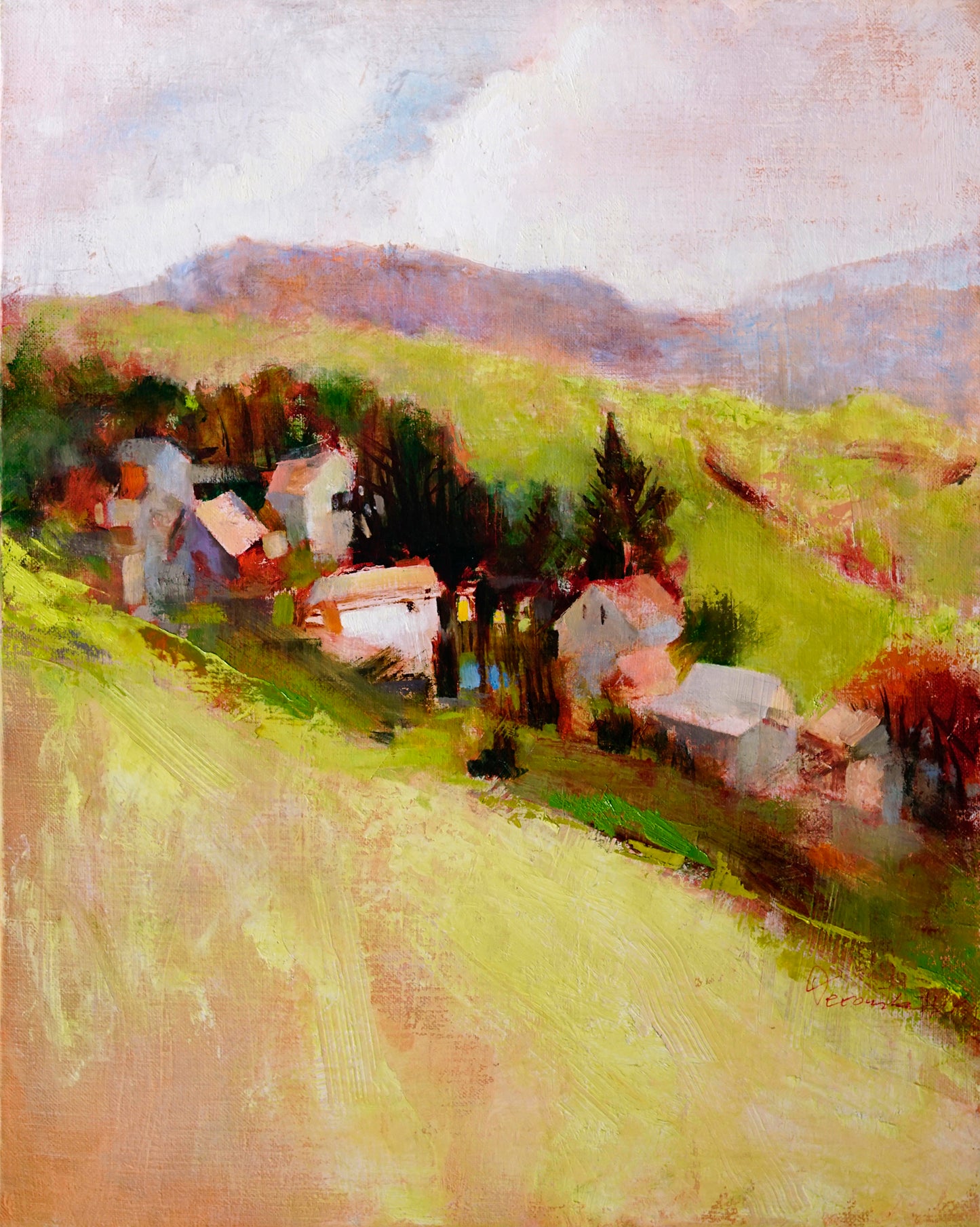 "RUNOFF" ORIGINAL OIL ON LINEN/FRAMED