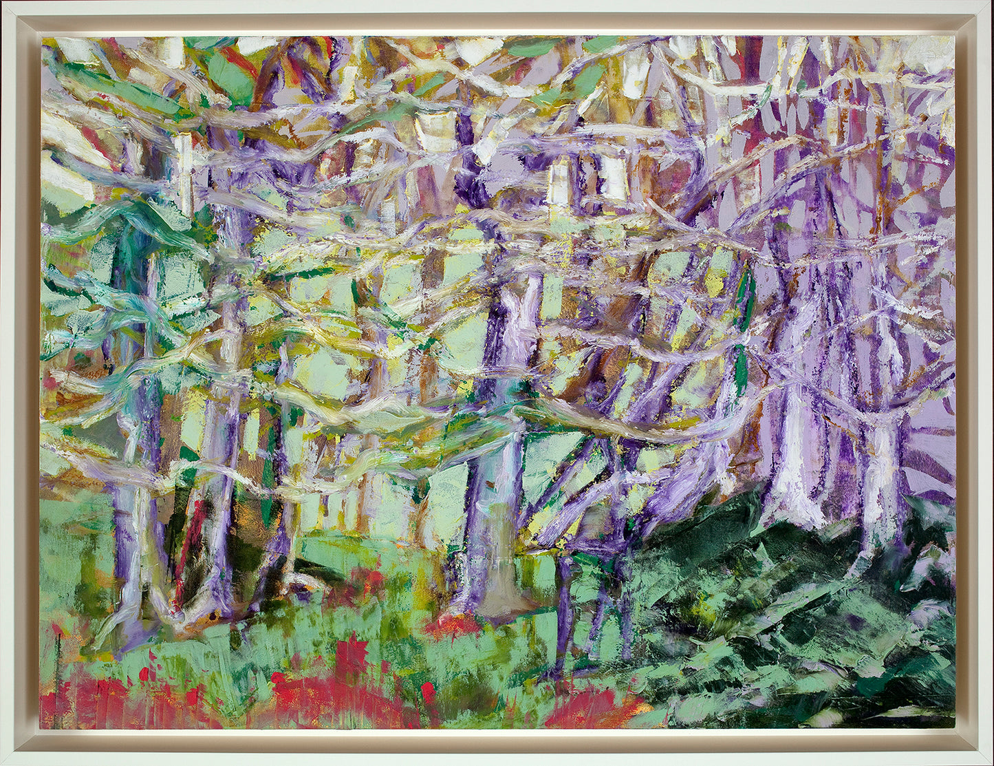 "Holding Hands" Framed Oil and Cold Wax on Cradled Panel