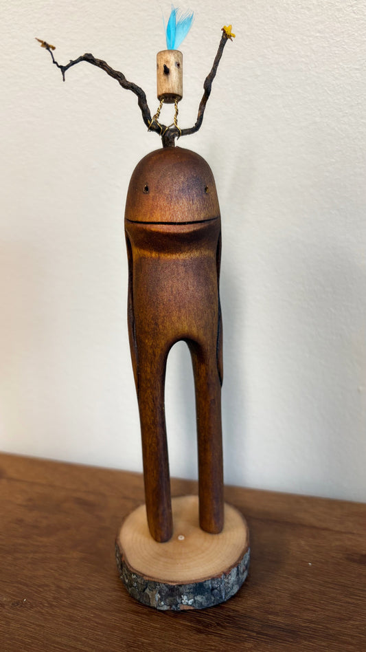 "SECOND CHANCE 164" HAND CARVED WOOD SCULPTURE VG164