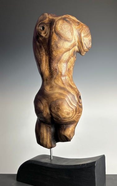 "LINES OF RESILIENCE" HAND CARVED WOOD SCULPTURE