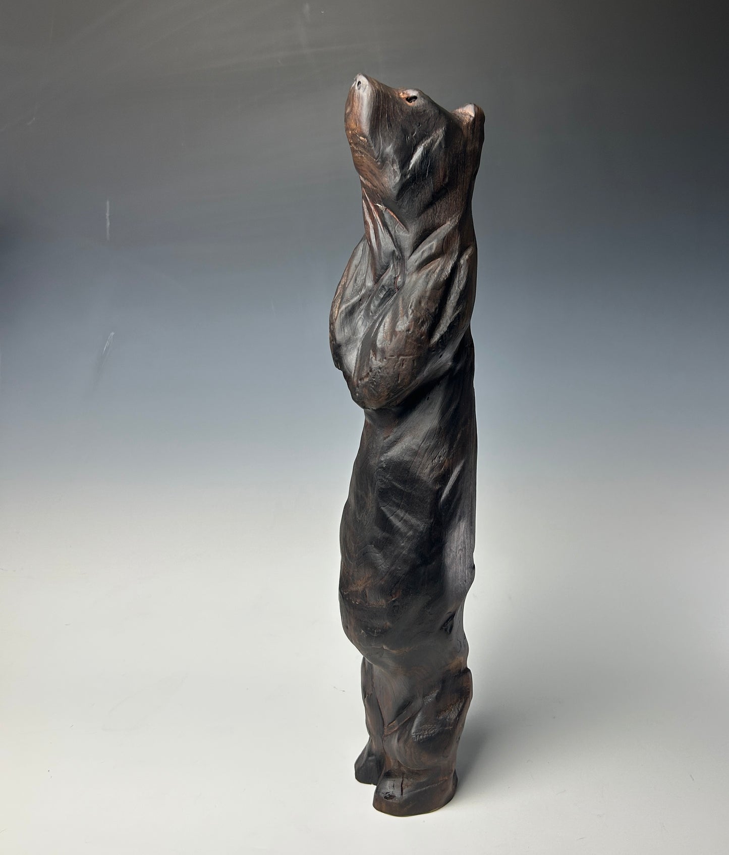 "THE STOIC"  BLACK CHERRY CARVED WOOD SCULPTURE