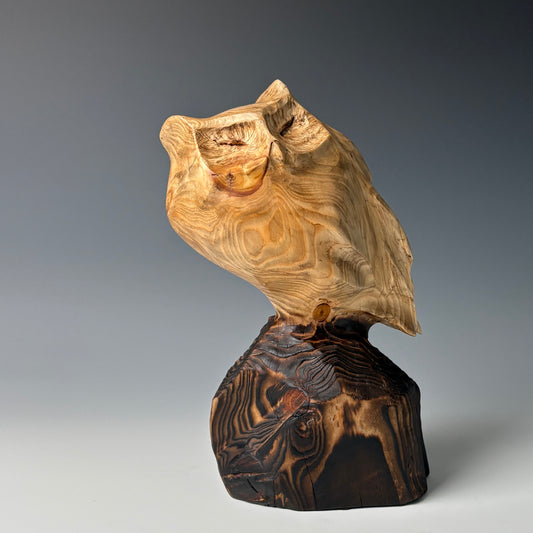 "EVENING DELIGHT" HAND CARVED HEMLOCK WOOD SCULPTURE