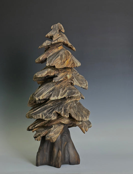 "FADING LIGHT" HAND CARVED WHITE PINE TREE SCULPTURE