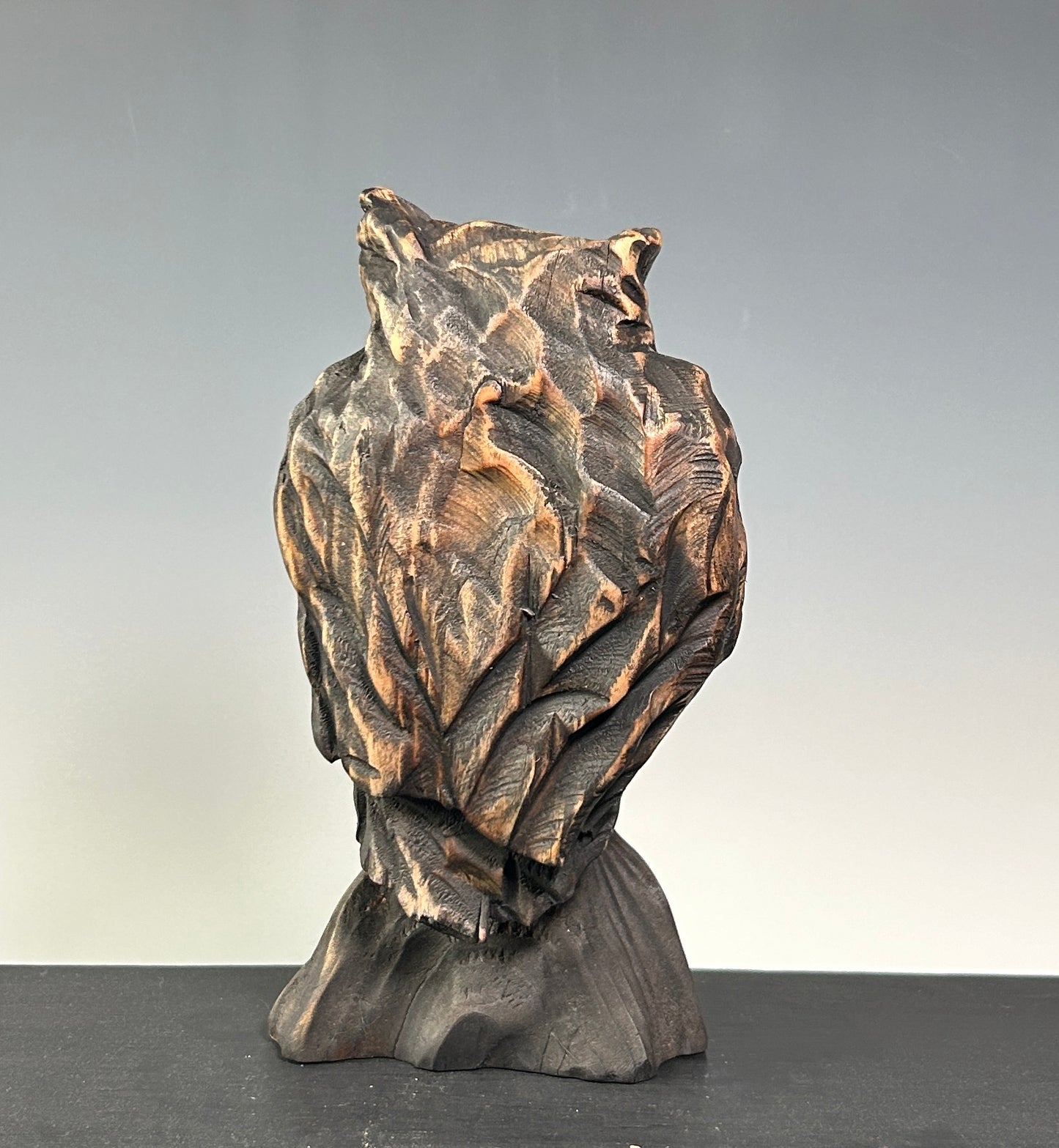 "FIRST CRUSH V"  HEMLOCK CARVED WOOD SCULPTURE