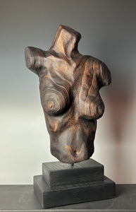 "LINES OF RESILIENCE II" HAND CARVED WOOD SCULPTURE