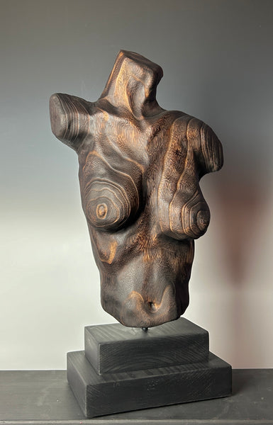 "LINES OF RESILIENCE II" HAND CARVED WOOD SCULPTURE
