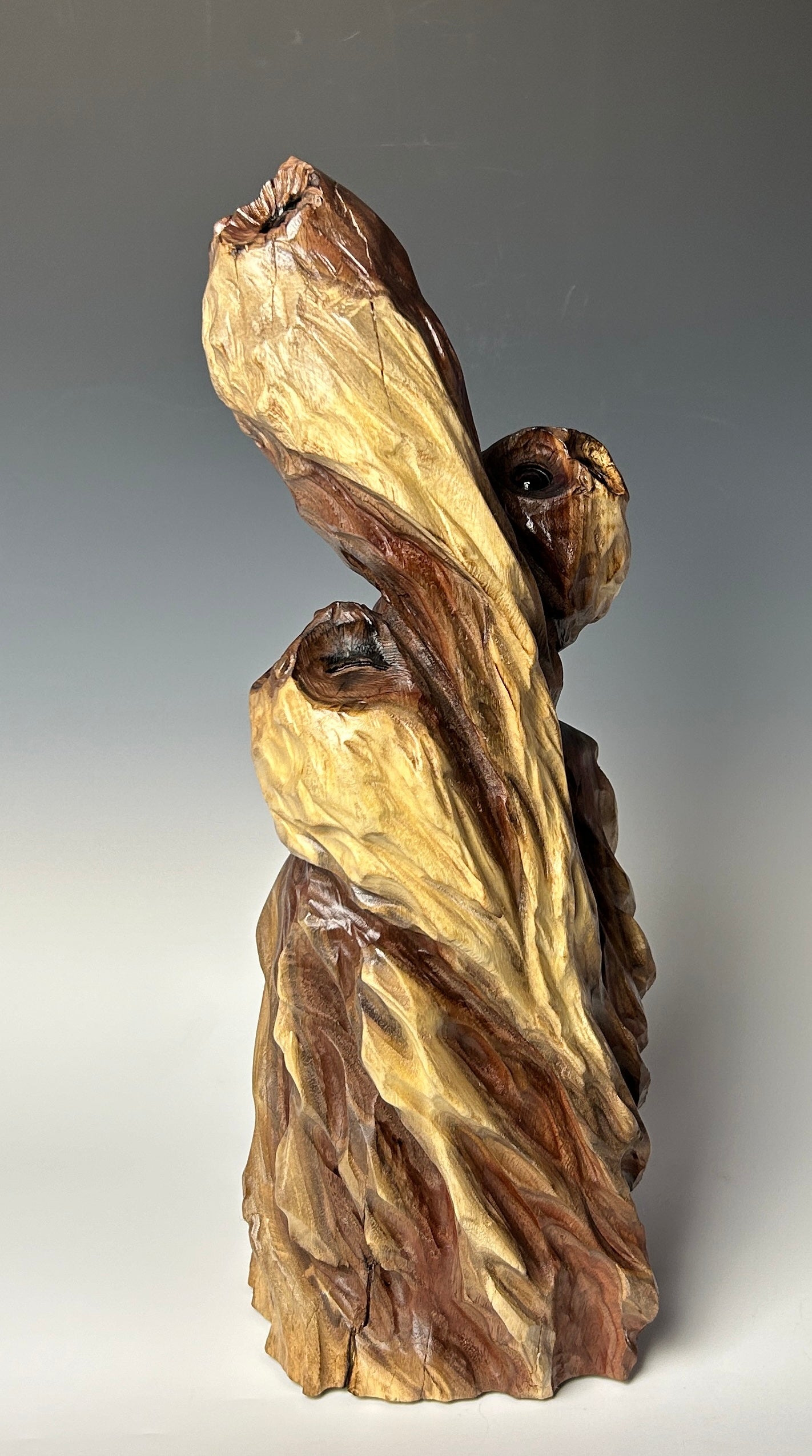 "BATHED IN MOONLIGHT" HAND CARVED WOOD SCULPTURE