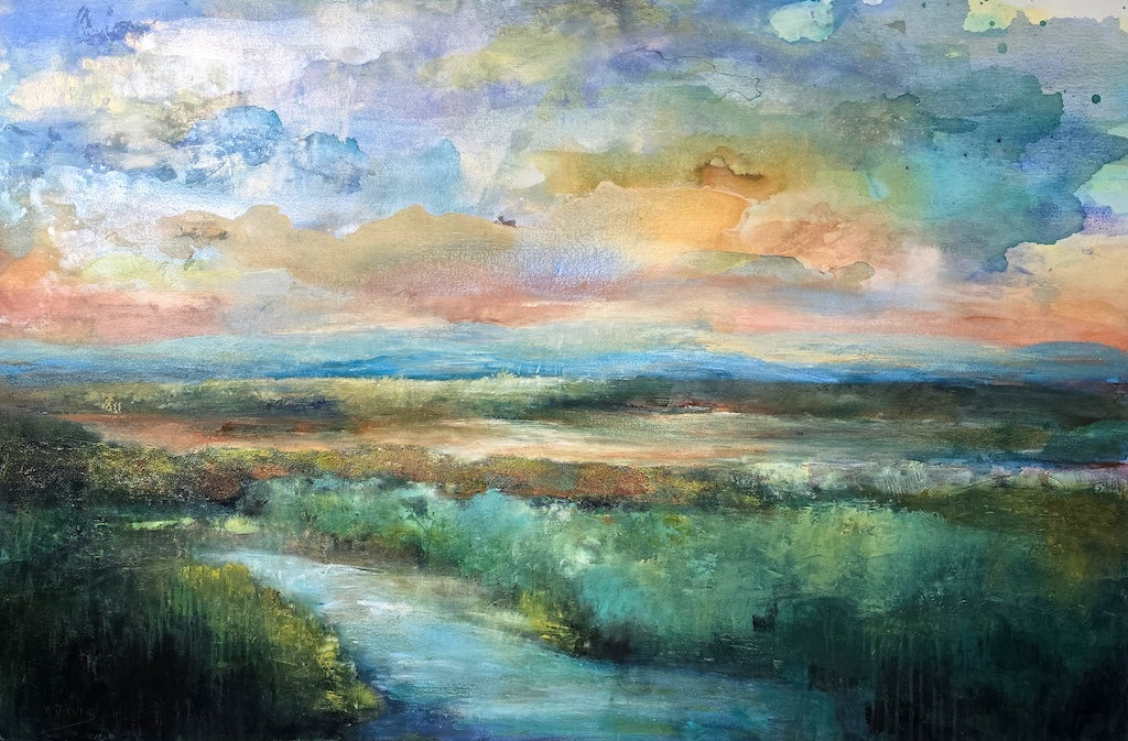 "A JOYOUS MORNING" ORIGINAL MIXED MEDIA PAINTING ON CANVAS
