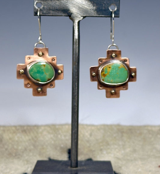 KINGMAN TURQUOISE CROSS EARRINGS AS244