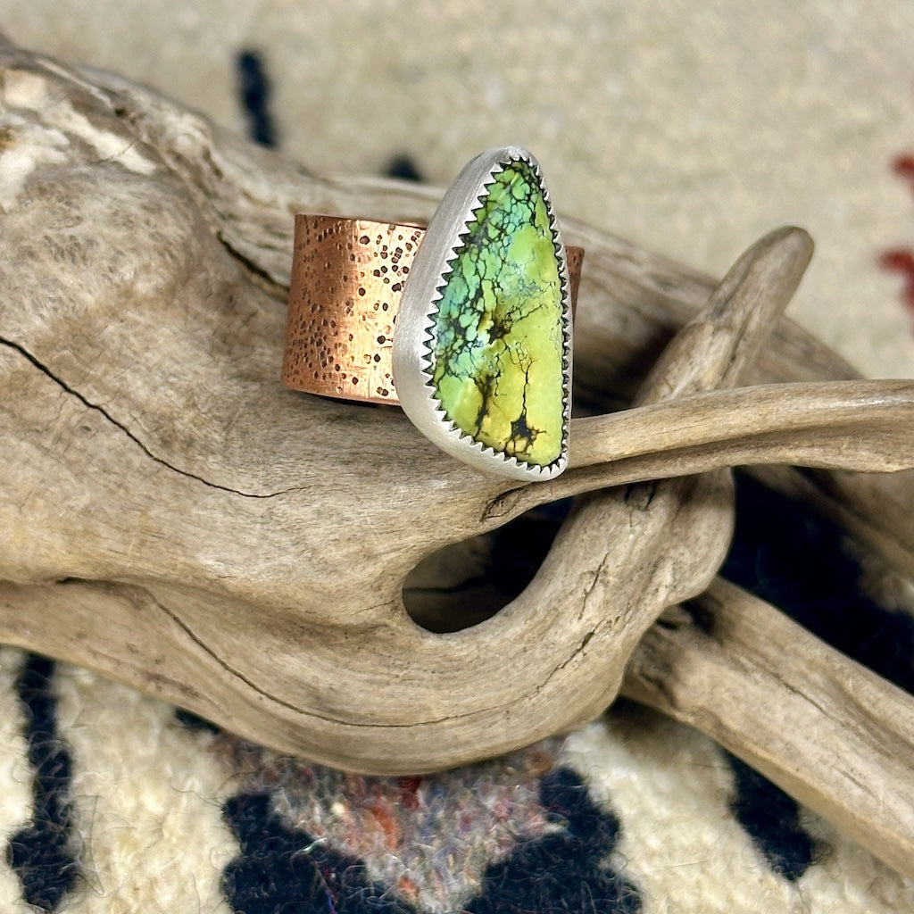 QINGU TURQUOISE COPPER RING AS245