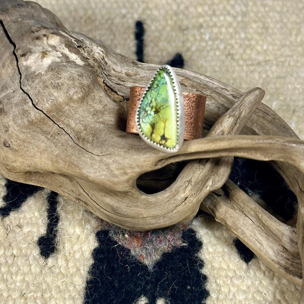 QINGU TURQUOISE COPPER RING AS245