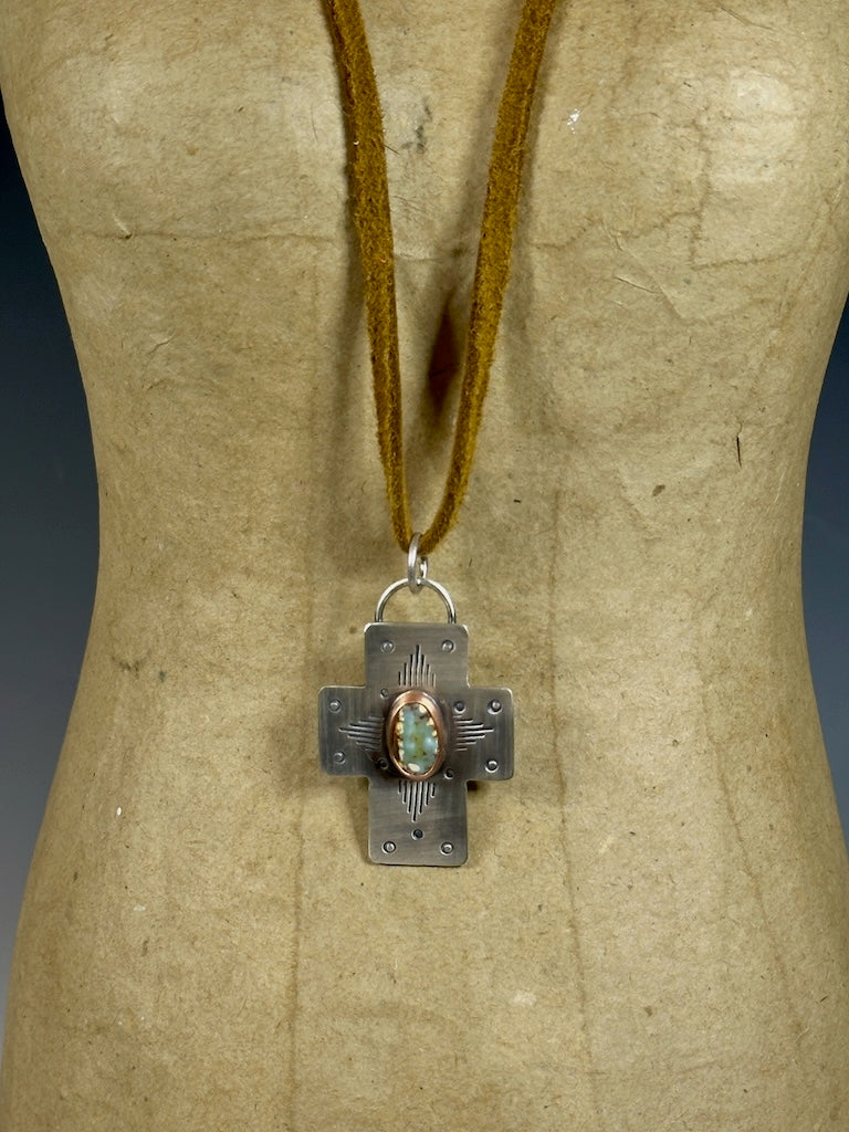 ALOE VARISCITE CROSS NECKLACE AS261